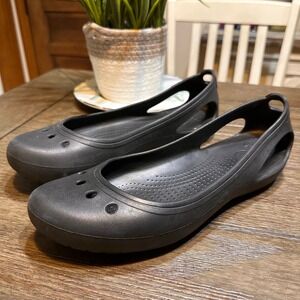 Crocs Womens Black Ballet Flats Shoes Size W9